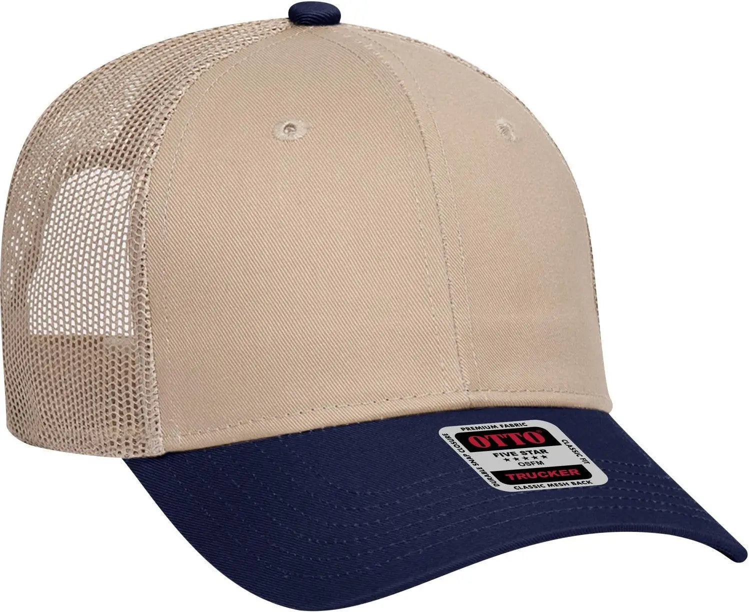 Otto 83-473 6 Panel Low Profile Mesh Back Trucker Cap - Nvy/kha - 1/2’’ - 7 5/8’’