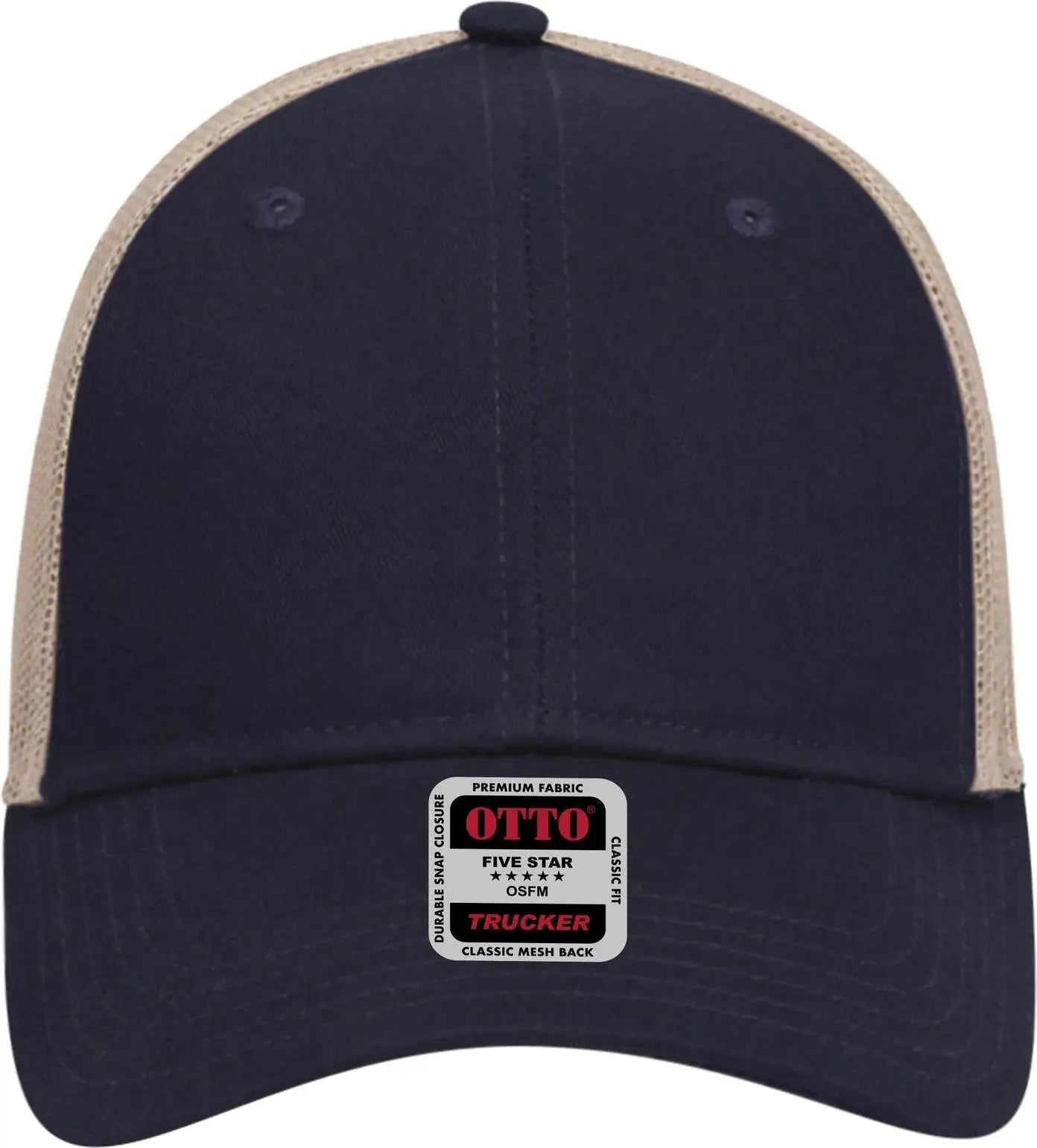 Otto 83-473 6 Panel Low Profile Mesh Back Trucker Cap - Nvy/nvy/kha - 1/2’’ - 7 5/8’’