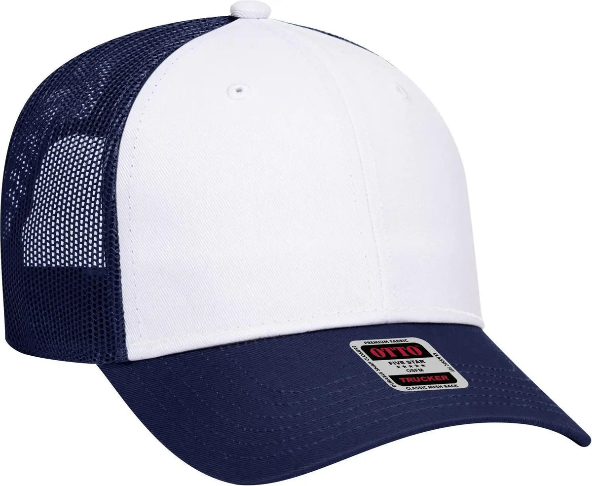 Otto 83-473 6 Panel Low Profile Mesh Back Trucker Cap - Nvy/wht/nvy