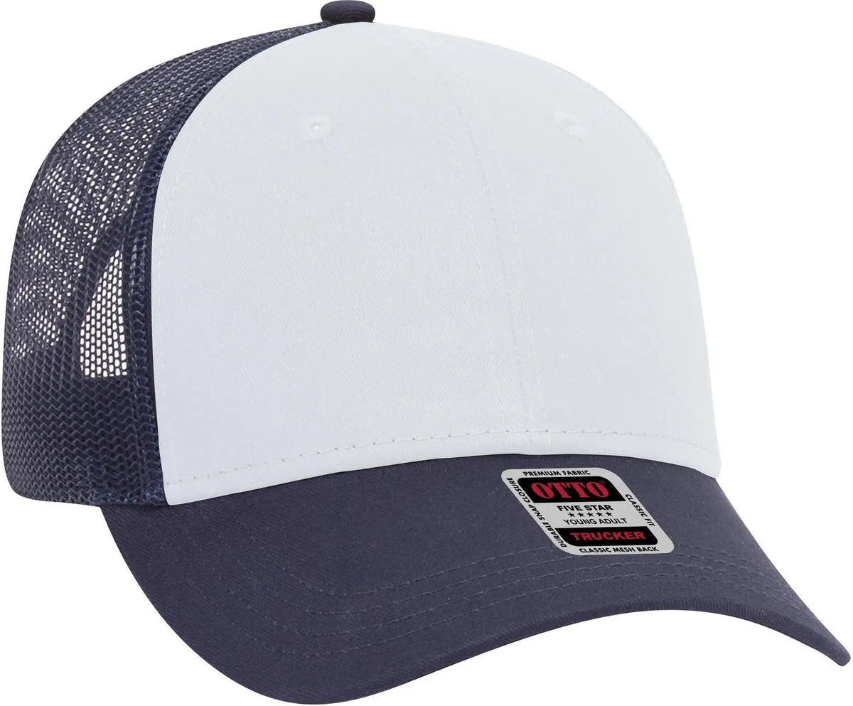 Otto 83-473 6 Panel Low Profile Mesh Back Trucker Cap - Nvy/wht/nvy