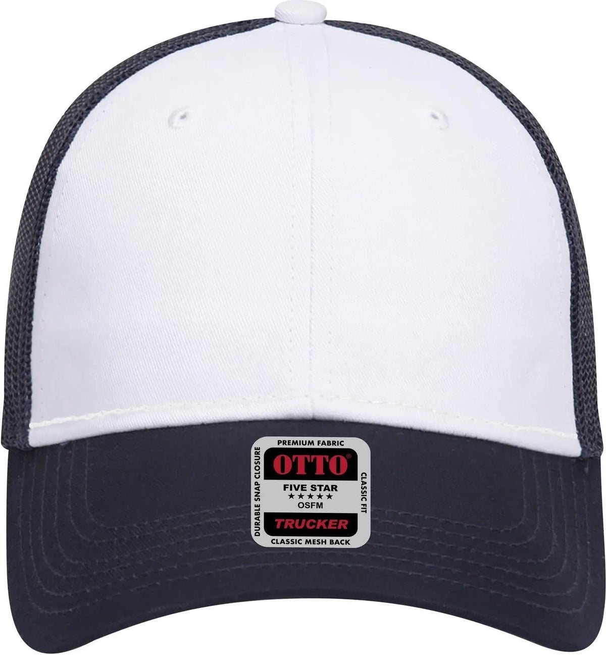 Otto 83-473 6 Panel Low Profile Mesh Back Trucker Cap - Nvy/wht/nvy