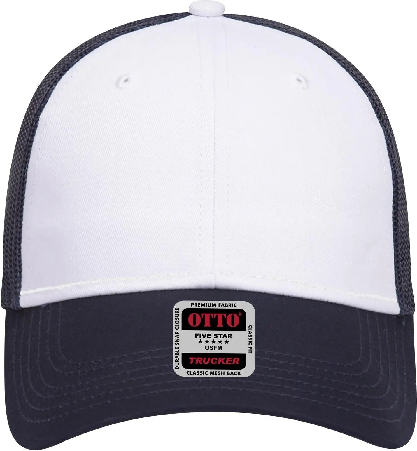 Otto 83-473 6 Panel Low Profile Mesh Back Trucker Cap - Nvy/wht/nvy