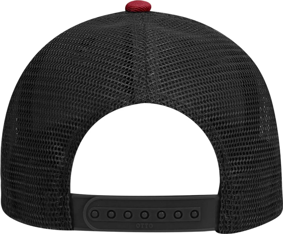 Otto 83-473 6 Panel Low Profile Mesh Back Trucker Cap - Red/blk - 1/2’’ - 7 5/8’’