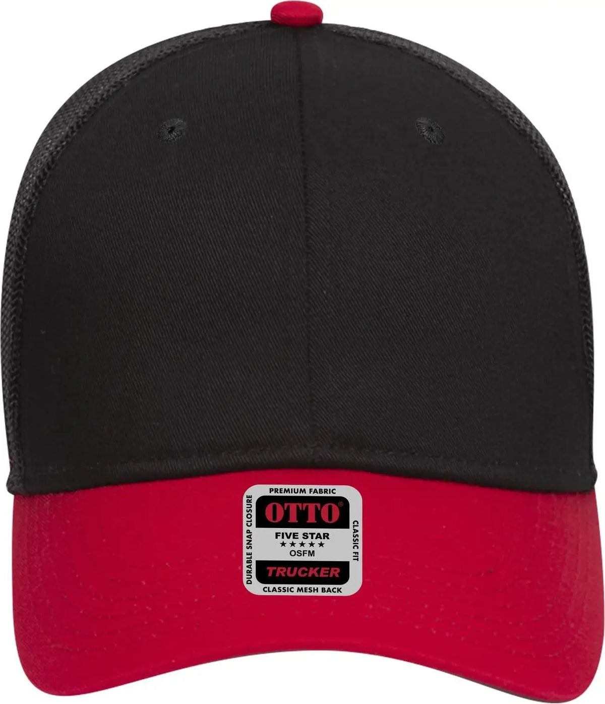 Otto 83-473 6 Panel Low Profile Mesh Back Trucker Cap - Red/blk - 1/2’’ - 7 5/8’’