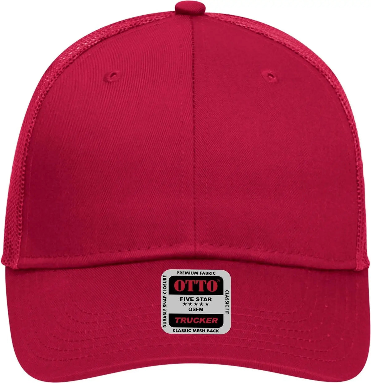 Otto 83-473 6 Panel Low Profile Mesh Back Trucker Cap - Red
