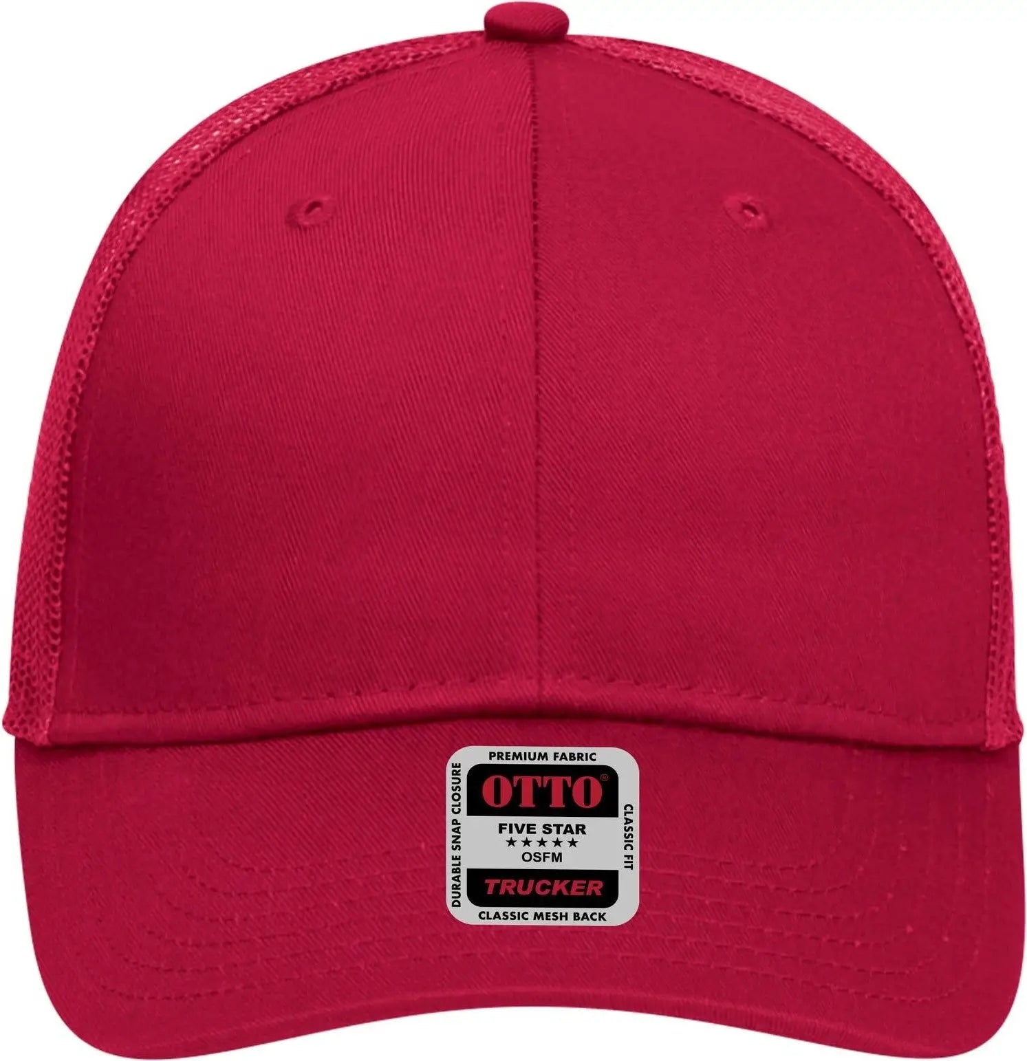 Otto 83-473 6 Panel Low Profile Mesh Back Trucker Cap - Red