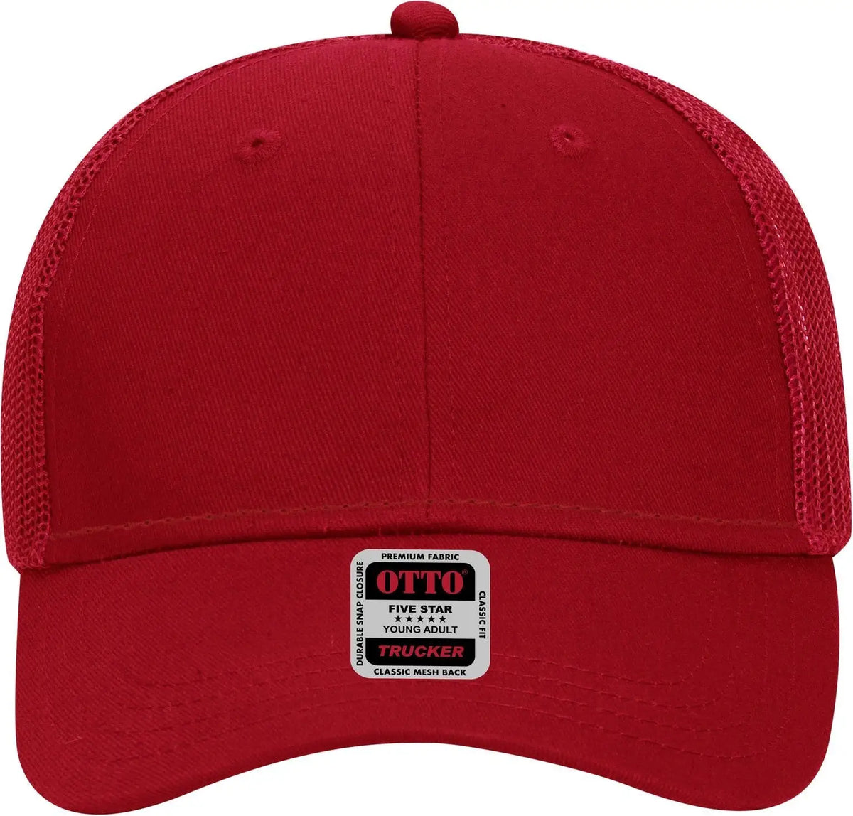 Otto 83-473 6 Panel Low Profile Mesh Back Trucker Cap - Red