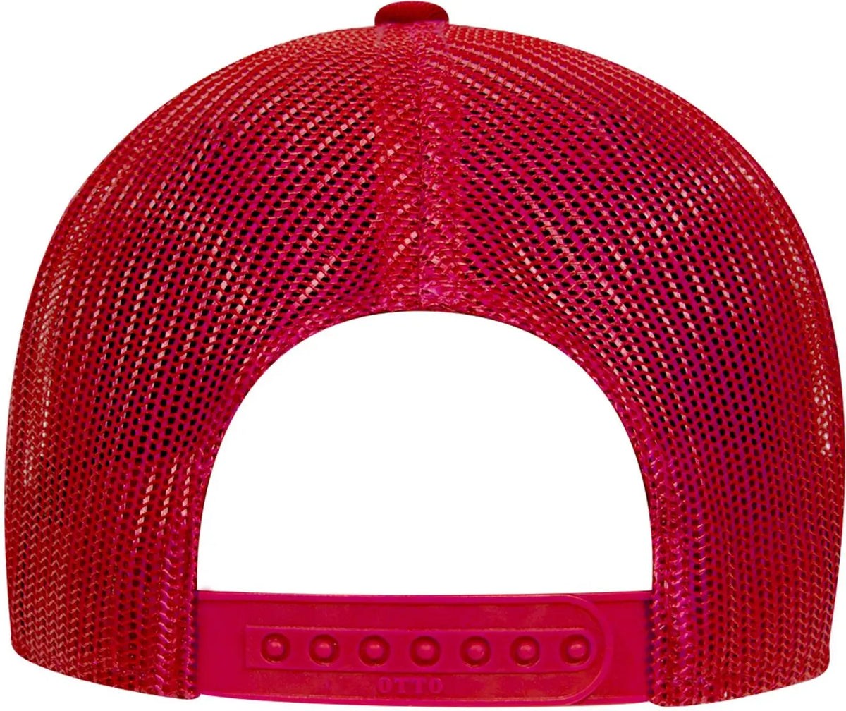 Otto 83-473 6 Panel Low Profile Mesh Back Trucker Cap - Red