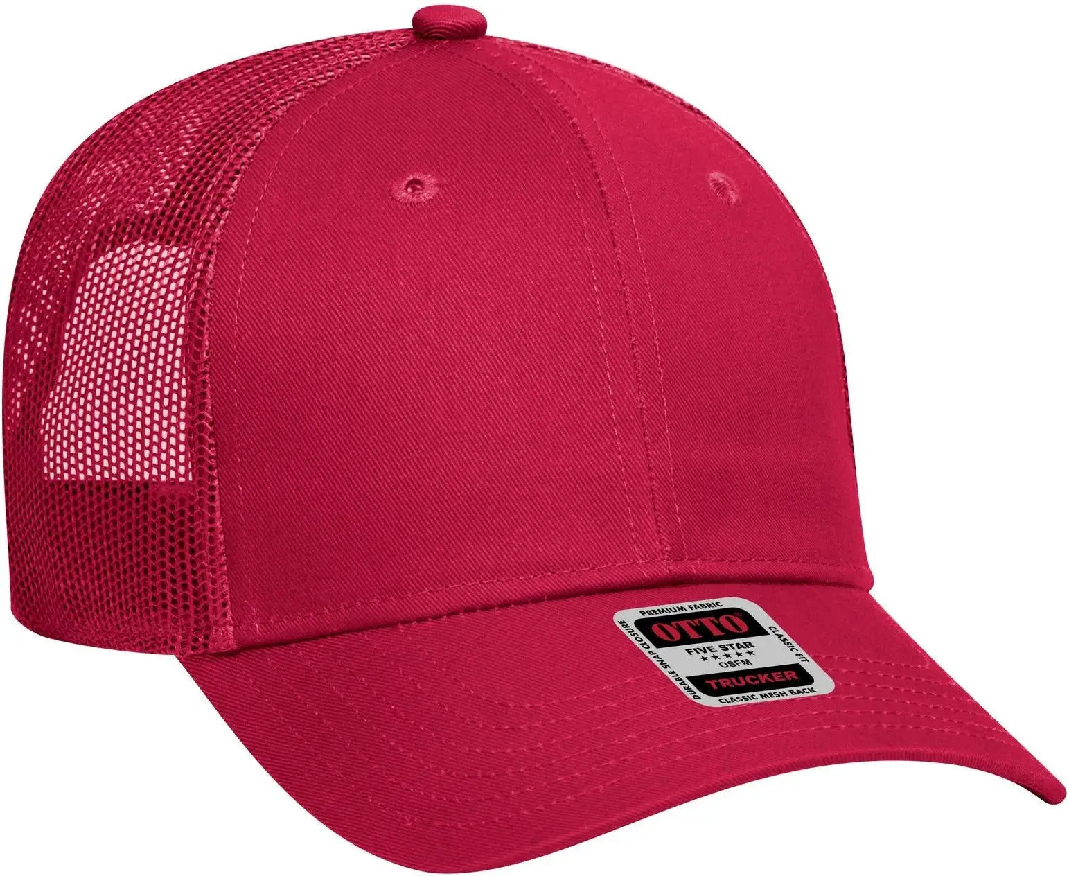 Otto 83-473 6 Panel Low Profile Mesh Back Trucker Cap - Red
