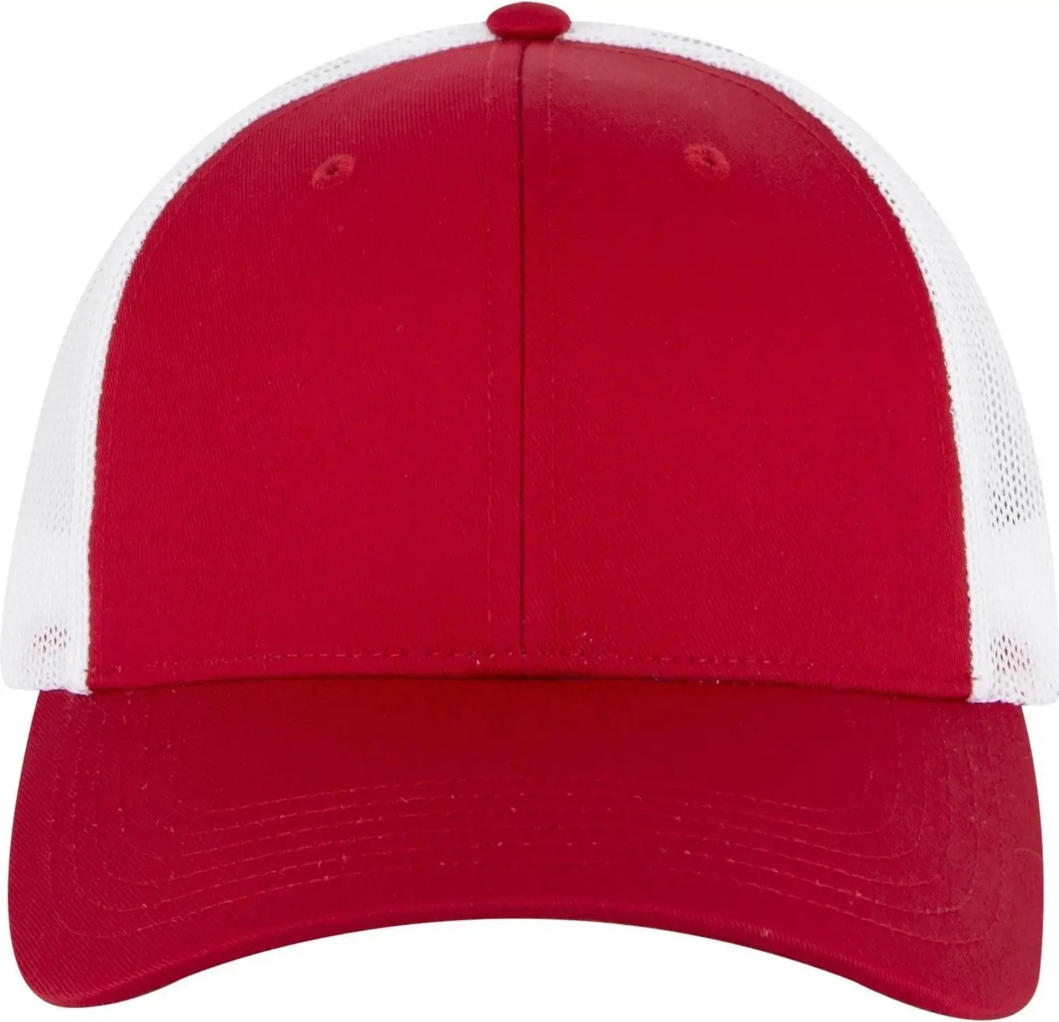 Otto 83-473 6 Panel Low Profile Mesh Back Trucker Cap - Red/red/wht - 1/2’’ - 7 5/8’’