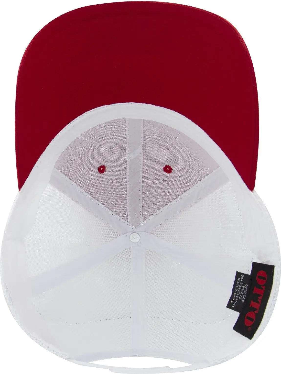 Otto 83-473 6 Panel Low Profile Mesh Back Trucker Cap - Red/red/wht - 1/2’’ - 7 5/8’’