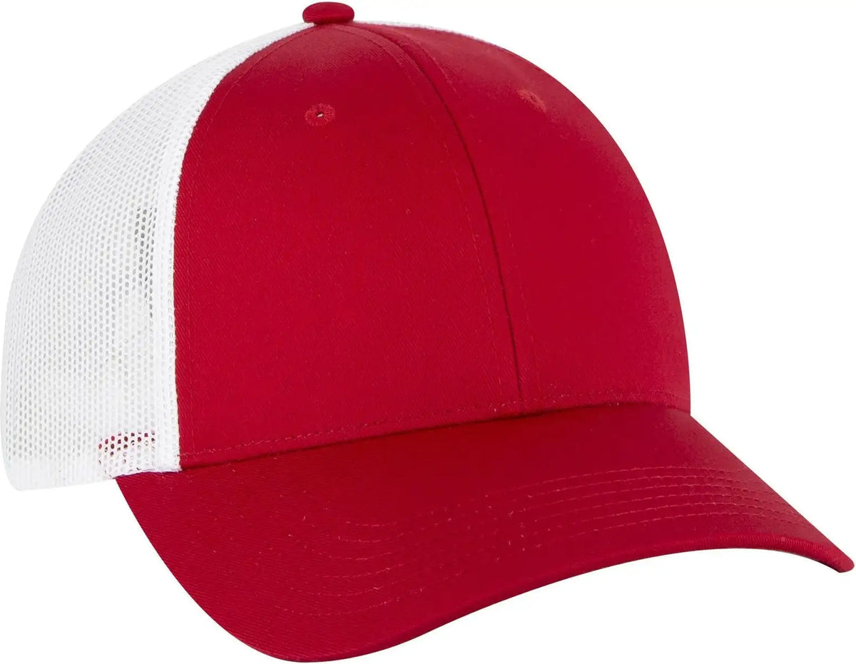 Otto 83-473 6 Panel Low Profile Mesh Back Trucker Cap - Red/red/wht - 1/2’’ - 7 5/8’’