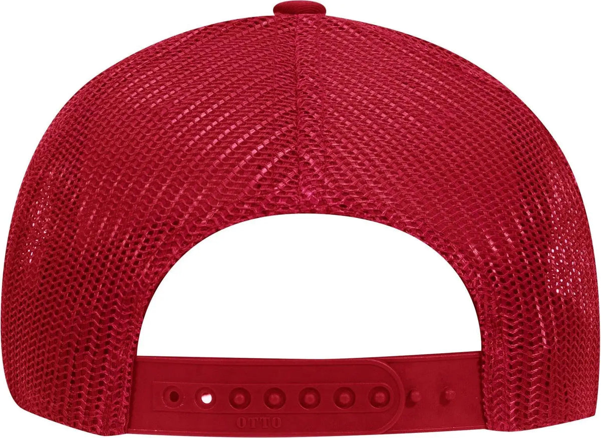 Otto 83-473 6 Panel Low Profile Mesh Back Trucker Cap - Red/wht/red