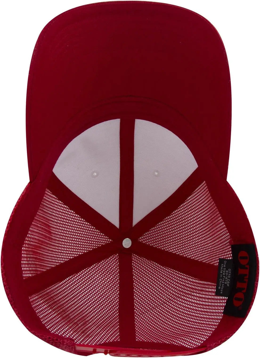 Otto 83-473 6 Panel Low Profile Mesh Back Trucker Cap - Red/wht/red