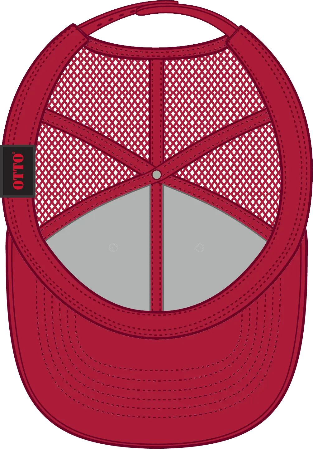 Otto 83-473 6 Panel Low Profile Mesh Back Trucker Cap - Red/wht/red