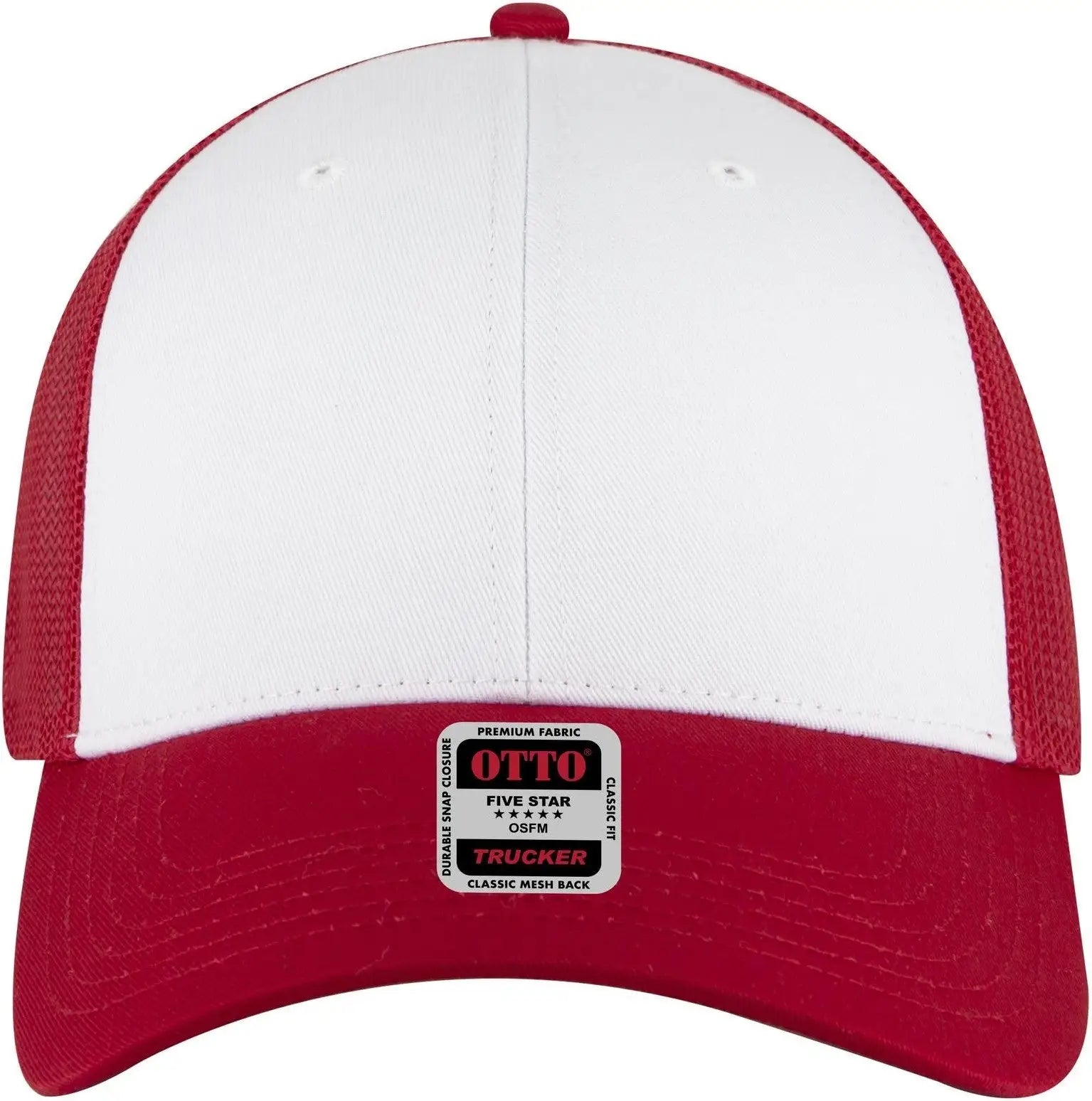 Otto 83-473 6 Panel Low Profile Mesh Back Trucker Cap - Red/wht/red