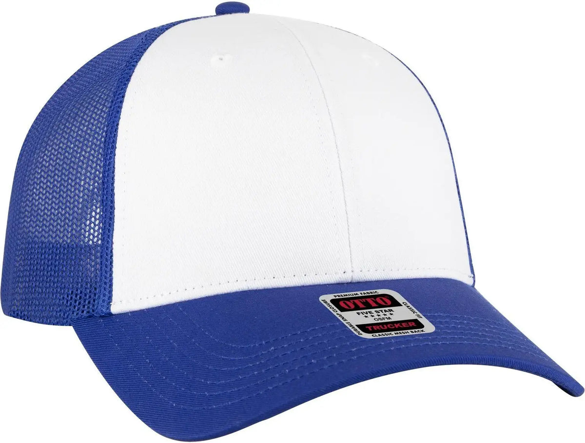 Otto 83-473 6 Panel Low Profile Mesh Back Trucker Cap - Ryl/wht/ryl