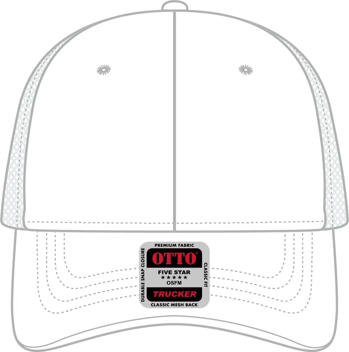 Otto 83-473 6 Panel Low Profile Mesh Back Trucker Cap - White - 6’’ - 7 1/8’’