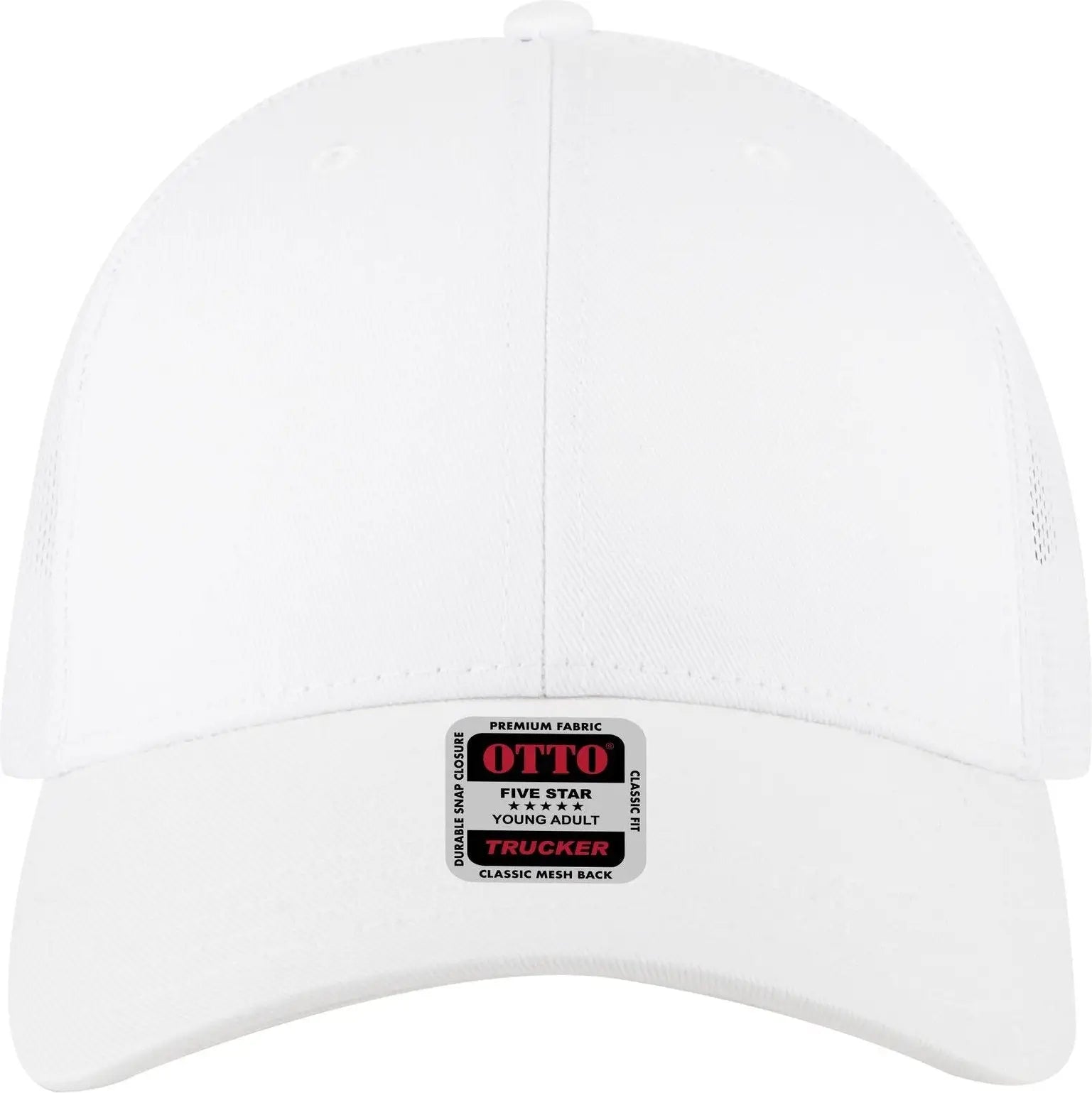 Otto 83-473 6 Panel Low Profile Mesh Back Trucker Cap - White