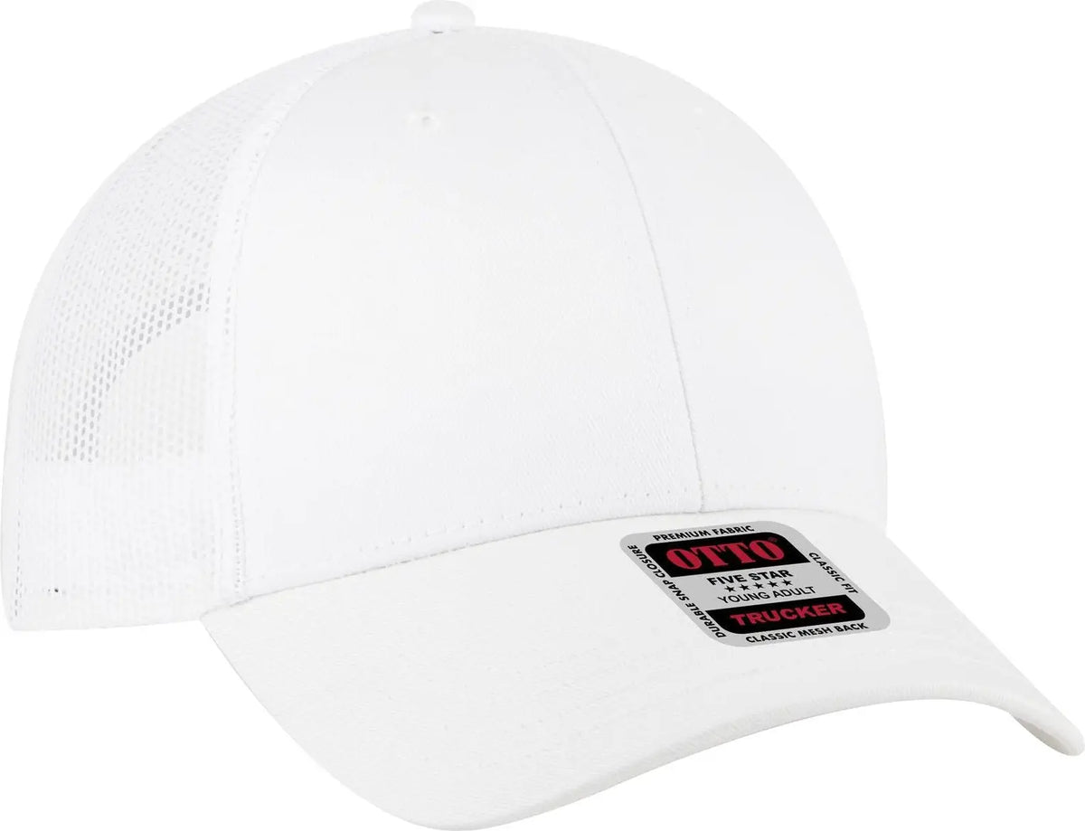 Otto 83-473 6 Panel Low Profile Mesh Back Trucker Cap - White