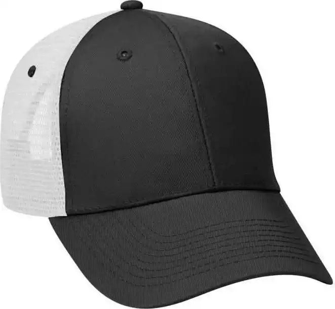 Otto 83-473 Cotton Twill Low Profile Pro Style Mesh Back Cap with 6 Embroidered Eyelets - Black White - one Size Fits