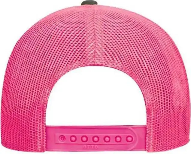 Otto 83 473 Cotton Twill Low Profile Pro Style Mesh Back Cap with 6 Embroidered Eyelets Charcoal Neon Pnk Dark Gray