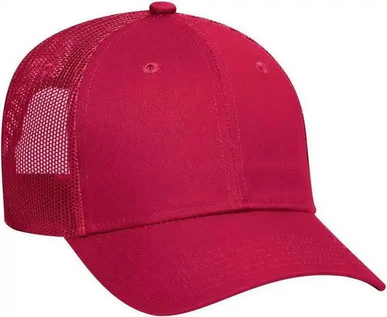 Otto 83-473 Cotton Twill Low Profile Pro Style Mesh Back Cap with 6 Embroidered Eyelets - Red - one Size Fits Most