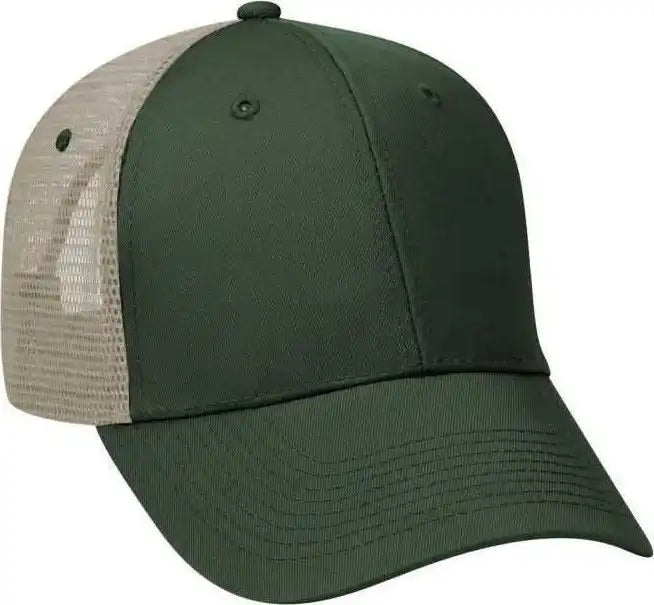 Otto 83-473 Cotton Twill Low Profile Pro Style Mesh Back Cap with 6 Embroidered Eyelets - Dark Green Khaki - Forest
