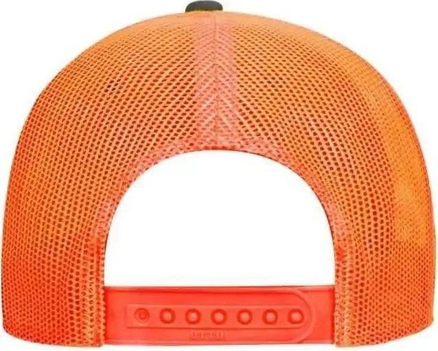 Otto 83-473 Cotton Twill Low Profile Pro Style Mesh Back Cap with 6 Embroidered Eyelets - Charcoal Neon Orange - Dark