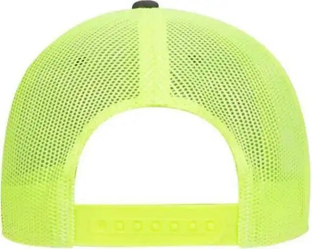 Otto 83-473 Cotton Twill Low Profile Pro Style Mesh Back Cap with 6 Embroidered Eyelets - Charcoal Neon Yellow - Dark