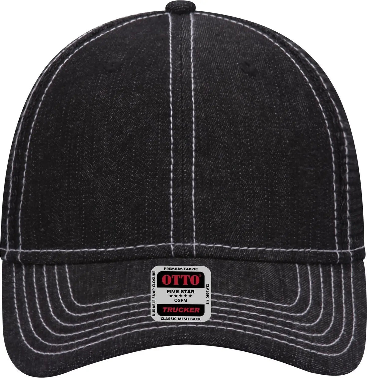 Otto 83-509 6 Panel Low Profile Mesh Back Trucker Cap - Blk/wht - 1/2’’ - 7 5/8’’