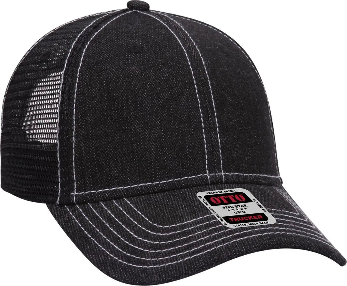 Otto 83-509 6 Panel Low Profile Mesh Back Trucker Cap - Blk/wht - 1/2’’ - 7 5/8’’