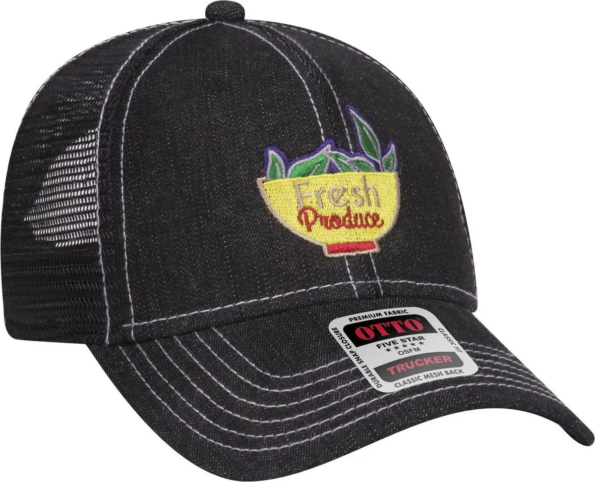 Otto 83-509 6 Panel Low Profile Mesh Back Trucker Cap - Blk/wht - 1/2’’ - 7 5/8’’