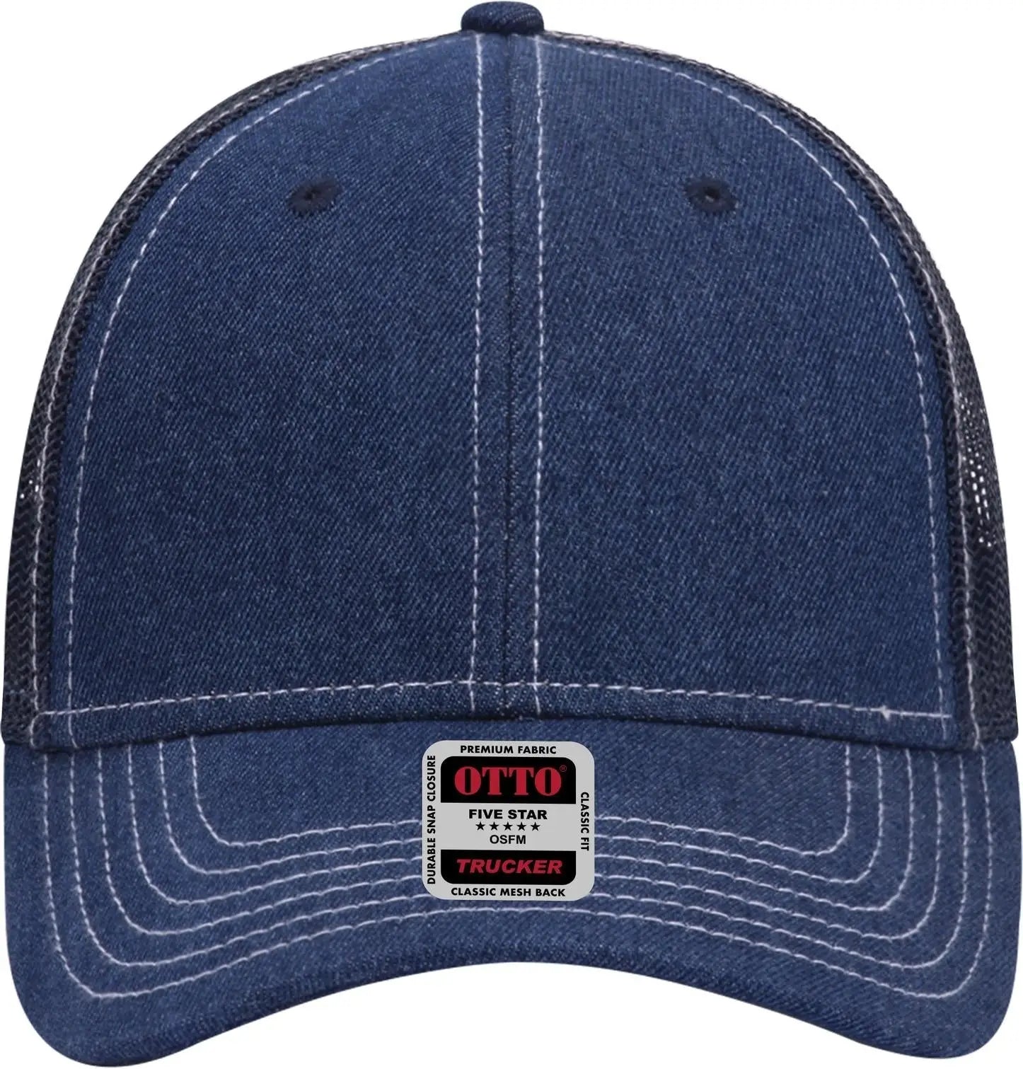 Otto 83-509 6 Panel Low Profile Mesh Back Trucker Cap - Nvy/wt - 1/2’’ - 7 5/8’’