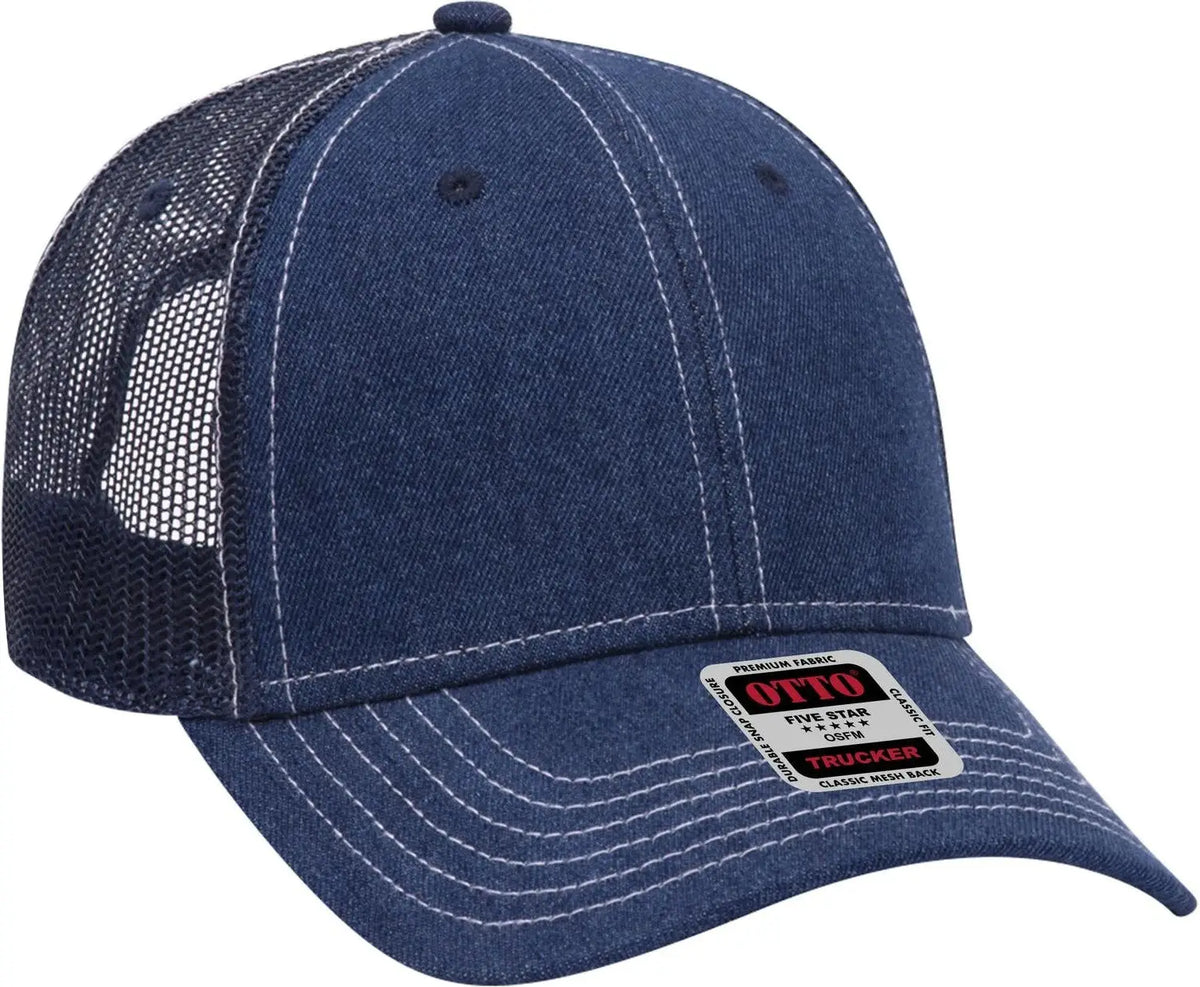 Otto 83-509 6 Panel Low Profile Mesh Back Trucker Cap - Nvy/wt - 1/2’’ - 7 5/8’’