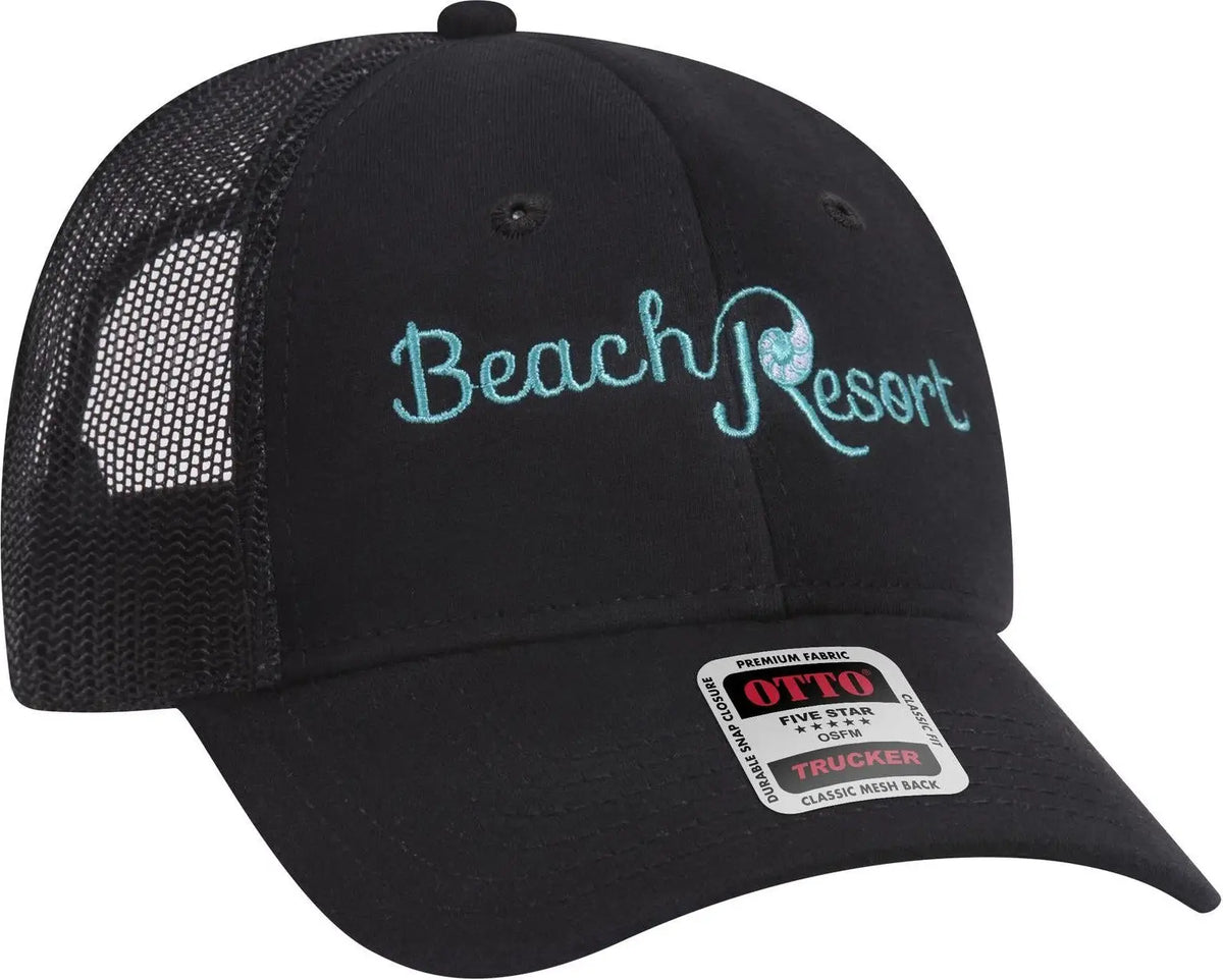Otto 83-932 6 Panel Low Profile Mesh Back Trucker Cap - Black - 1/2’’ - 7 5/8’’