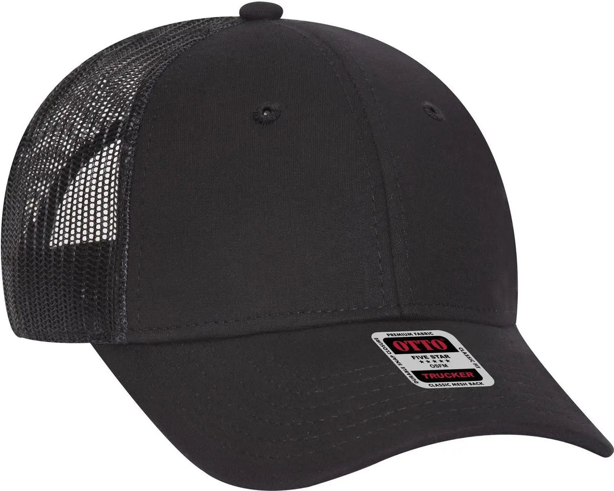 Otto 83-932 6 Panel Low Profile Mesh Back Trucker Cap - Black - 1/2’’ - 7 5/8’’