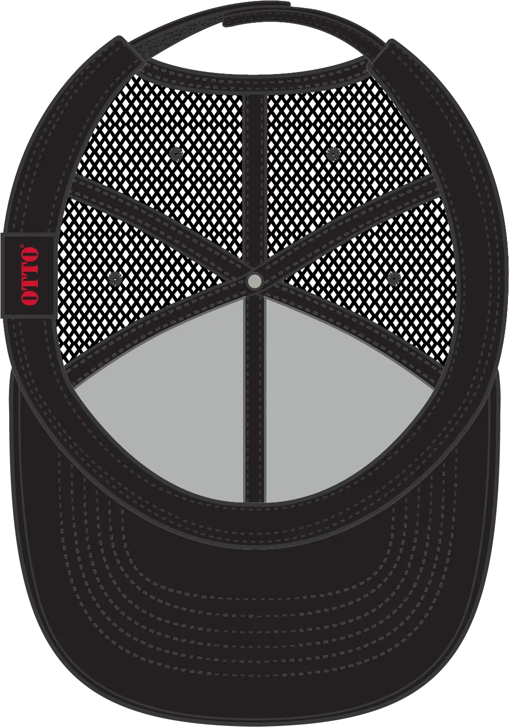 Otto 83-932 6 Panel Low Profile Mesh Back Trucker Cap - Black - 1/2’’ - 7 5/8’’