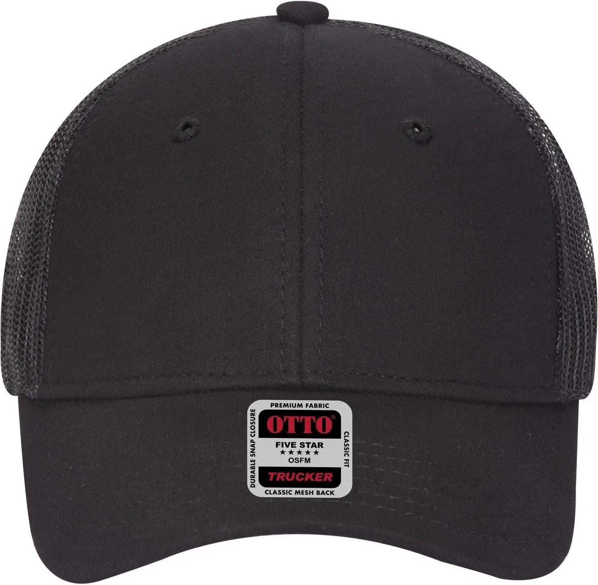 Otto 83-932 6 Panel Low Profile Mesh Back Trucker Cap - Black - 1/2’’ - 7 5/8’’