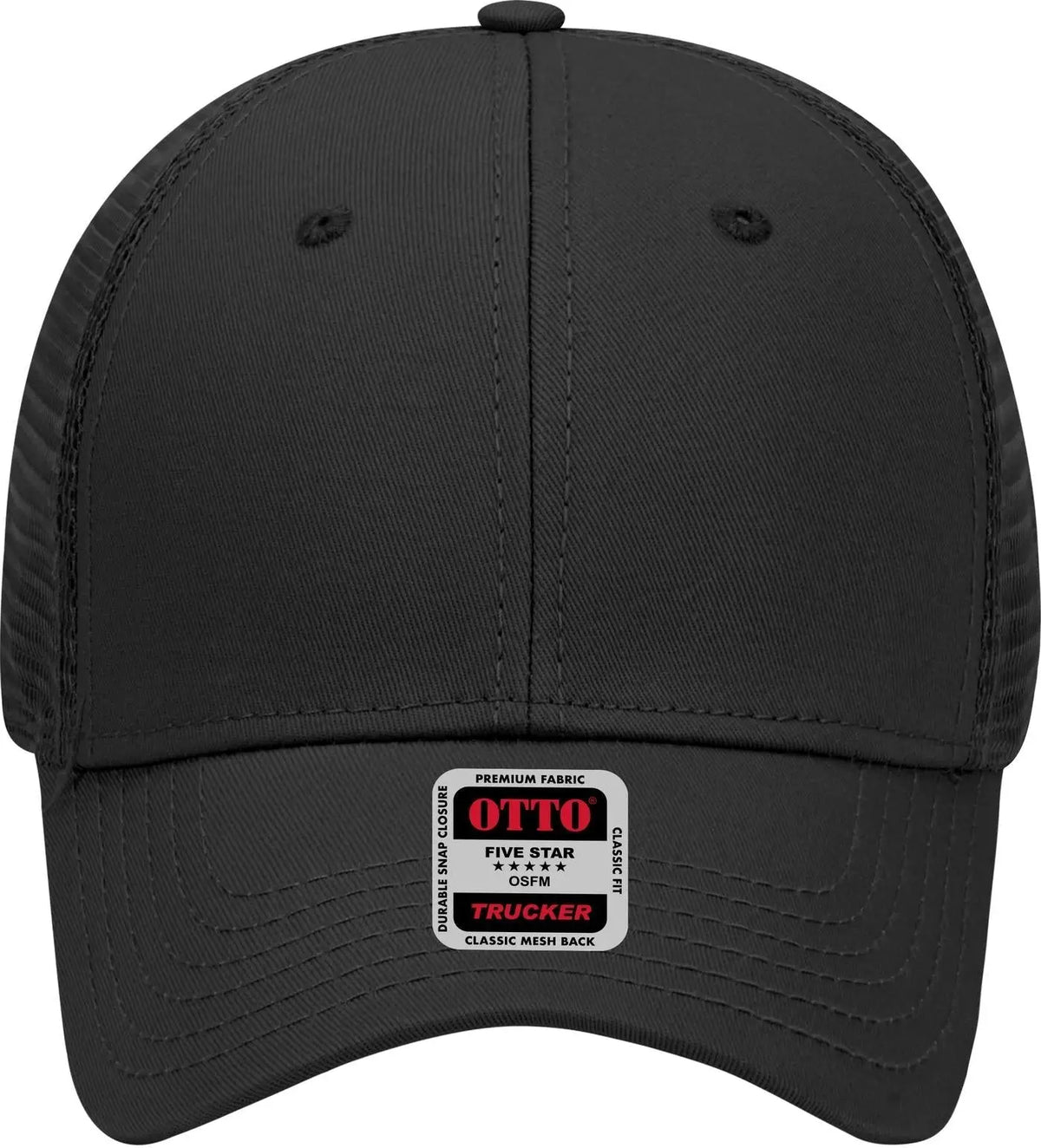 Otto 83-942 6 Panel Low Profile Mesh Back Trucker Cap - Black - 1/2’’ - 7 5/8’’