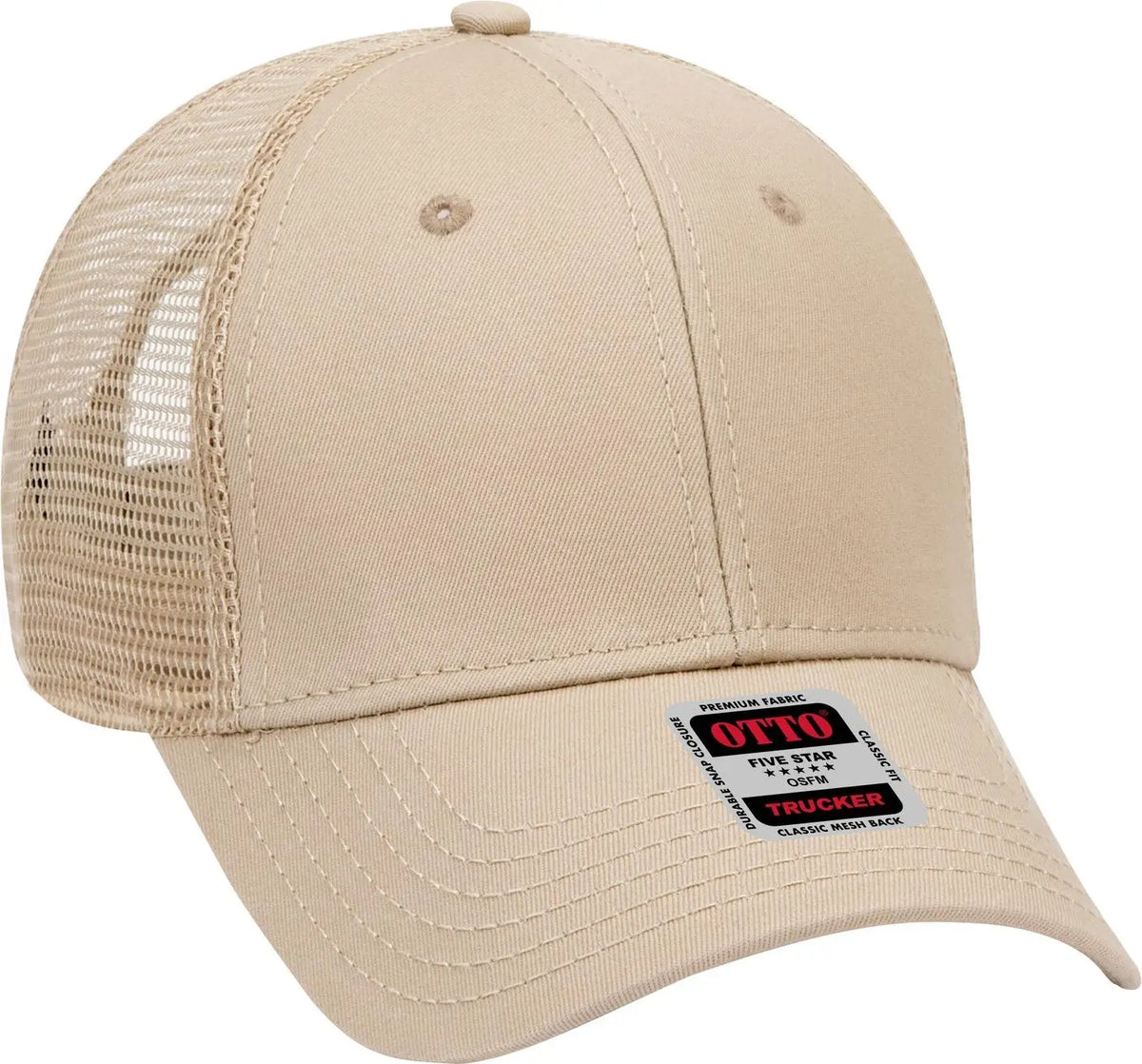 Otto 83-942 6 Panel Low Profile Mesh Back Trucker Cap - Khaki - 1/2’’ - 7 5/8’’