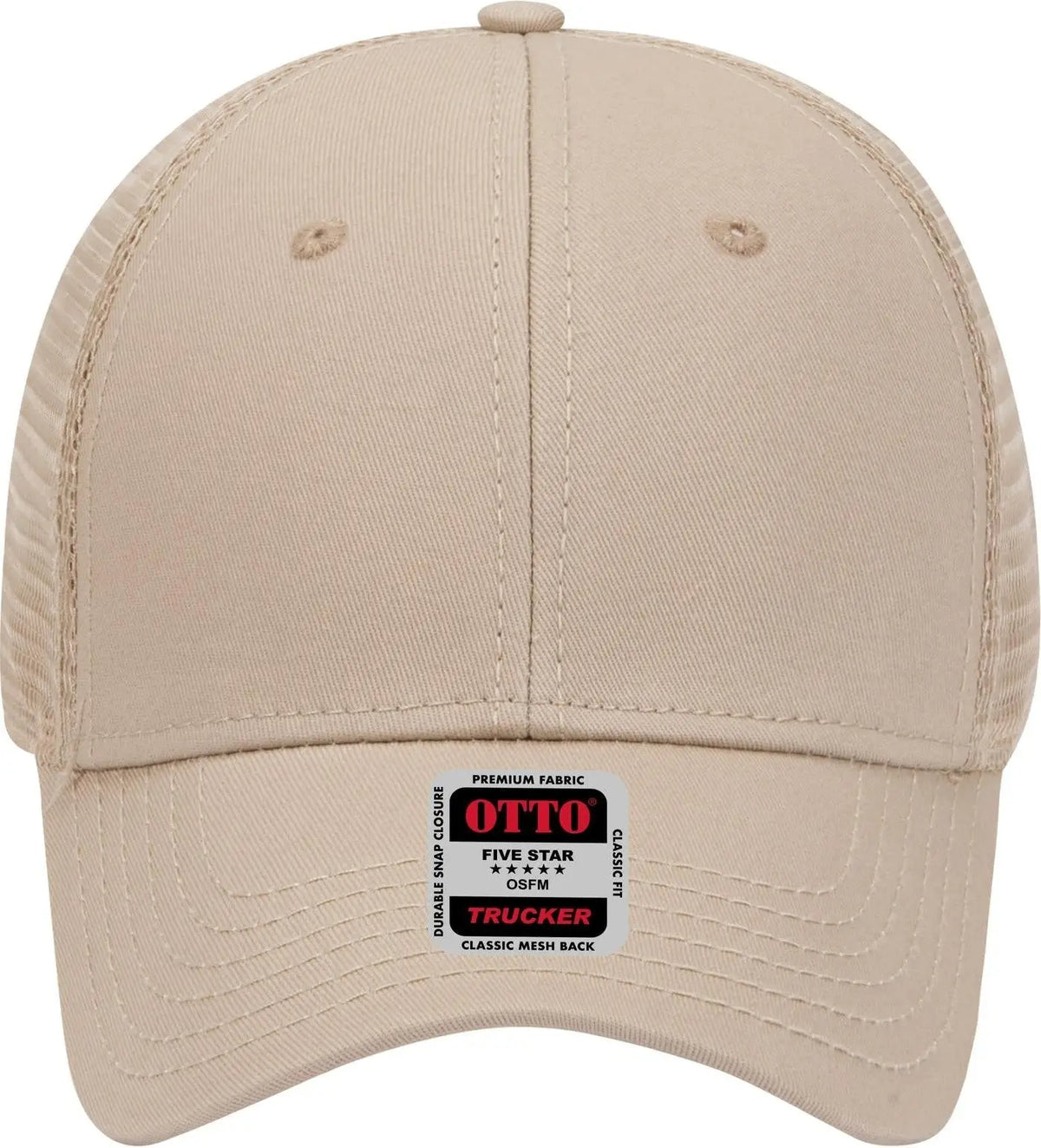 Otto 83-942 6 Panel Low Profile Mesh Back Trucker Cap - Khaki - 1/2’’ - 7 5/8’’