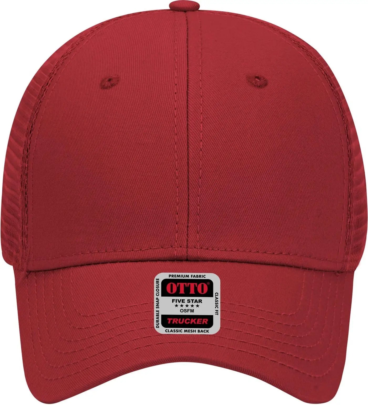 Otto 83-942 6 Panel Low Profile Mesh Back Trucker Cap - Red - 1/2’’ - 7 5/8’’