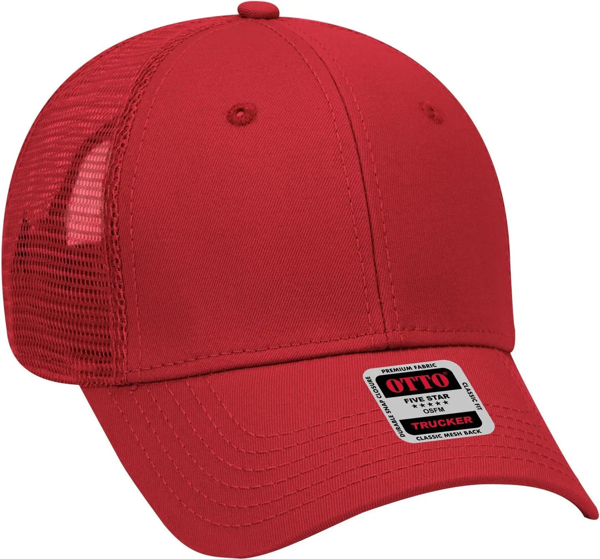Otto 83-942 6 Panel Low Profile Mesh Back Trucker Cap - Red - 1/2’’ - 7 5/8’’