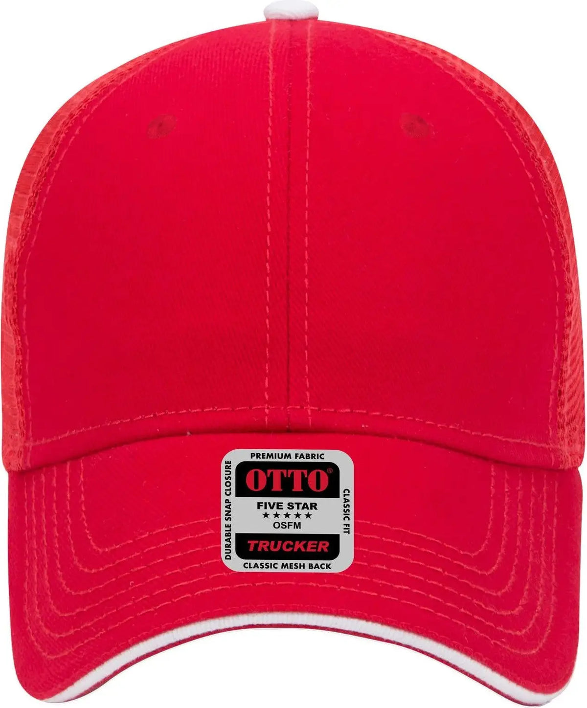 Otto 84-482 6 Panel Low Profile Mesh Back Trucker Cap - Red/red/wht