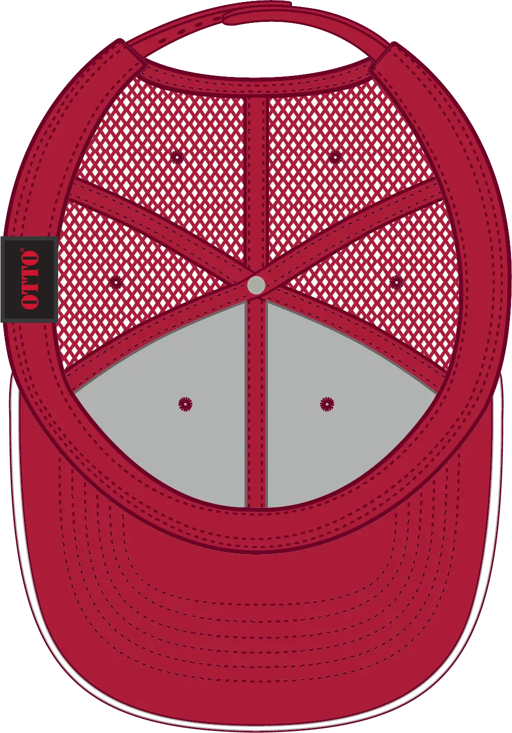 Otto 84-482 6 Panel Low Profile Mesh Back Trucker Cap - Red/red/wht