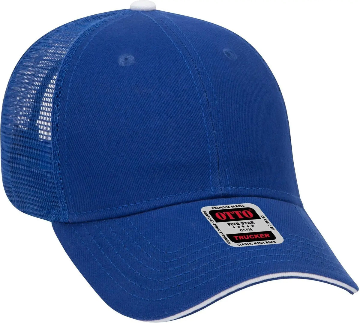 Otto 84-482 6 Panel Low Profile Mesh Back Trucker Cap - Ryl/ryl/wht - 1/2’’ - 7 5/8’’