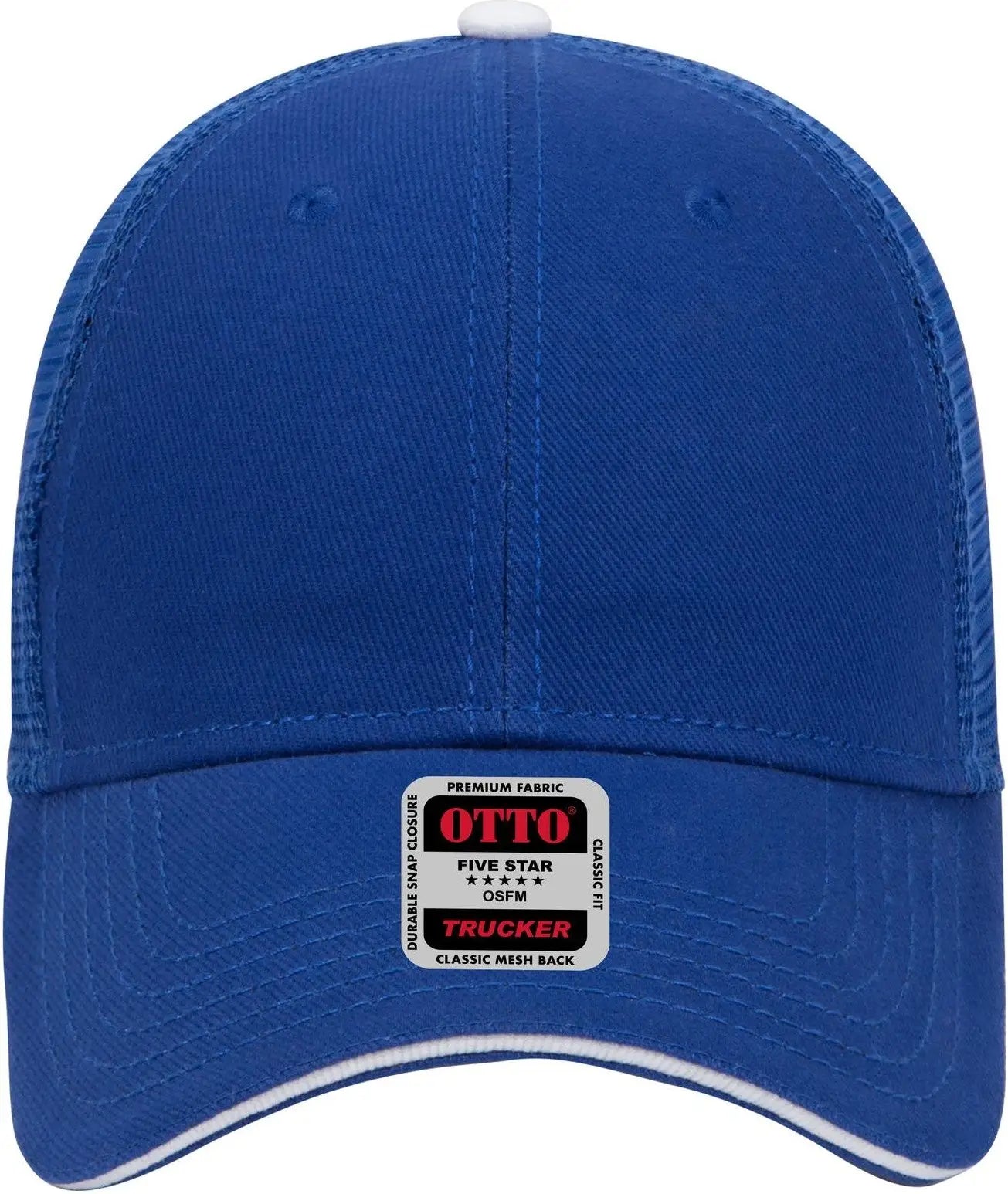 Otto 84-482 6 Panel Low Profile Mesh Back Trucker Cap - Ryl/ryl/wht - 1/2’’ - 7 5/8’’