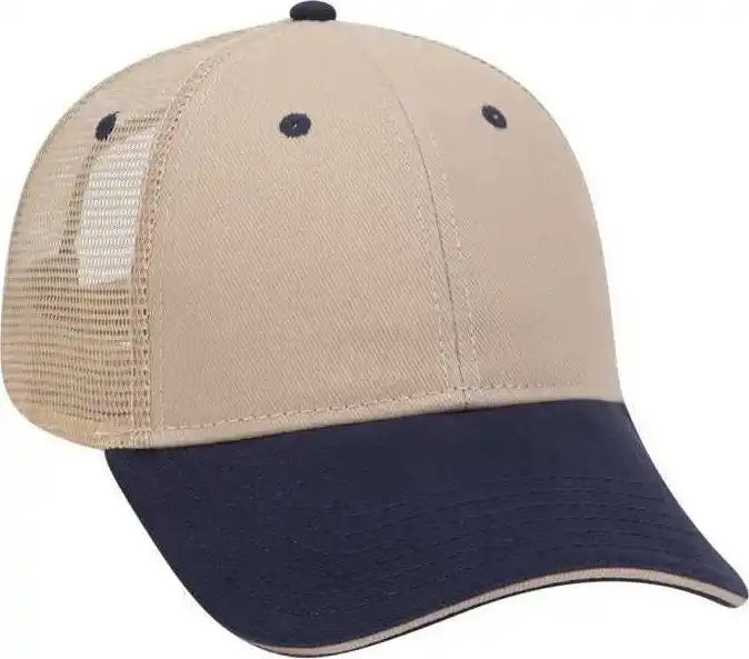 Otto 84-482 Brushed Bull Denim Sandwich Visor Low Profile Pro Style Mesh Back Structured Firm Front Panel Cap - Navy