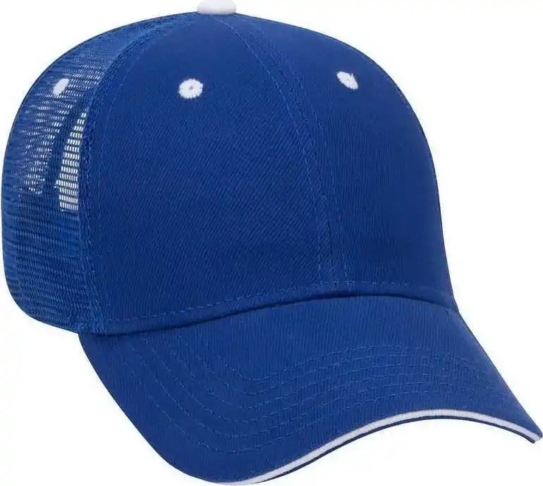 Otto 84-482 Brushed Bull Denim Sandwich Visor Low Profile Pro Style Mesh Back Structured Firm Front Panel Cap - Royal